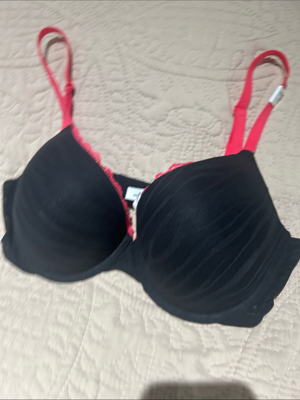 PINK Victoria's Secret Black Bra with Pink Straps